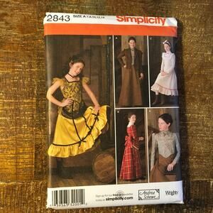 Simplicity Sewing Pattern 2843 Girl Wild West Frontier Prairie Costume 7-14UNCUT